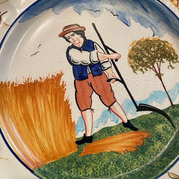 Four Vintage 12” Scalloped Plates Summer, Autumn, Winter, Spring Beautiful deets - Picture 7 of 16